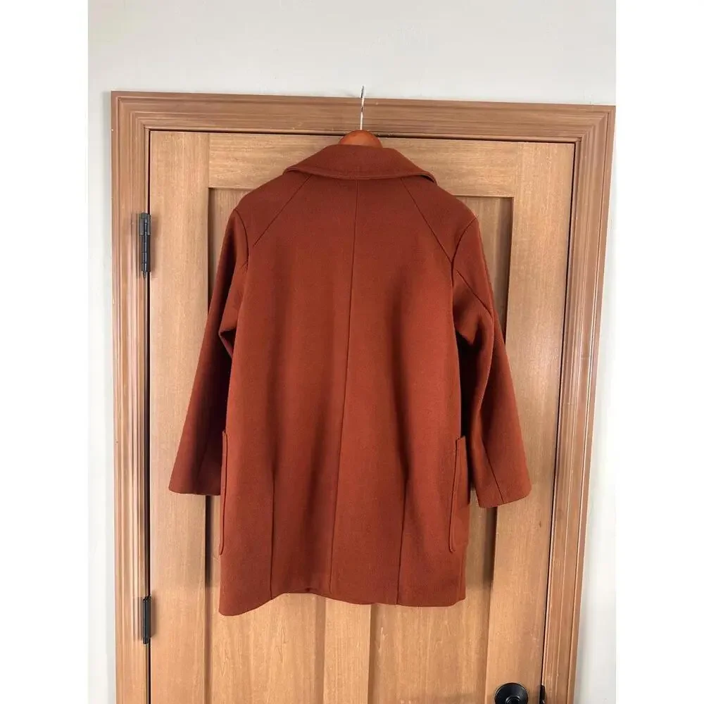 Topshop Carly Coat Rust Brown Orange Long Jacket Women’s size 4 Small